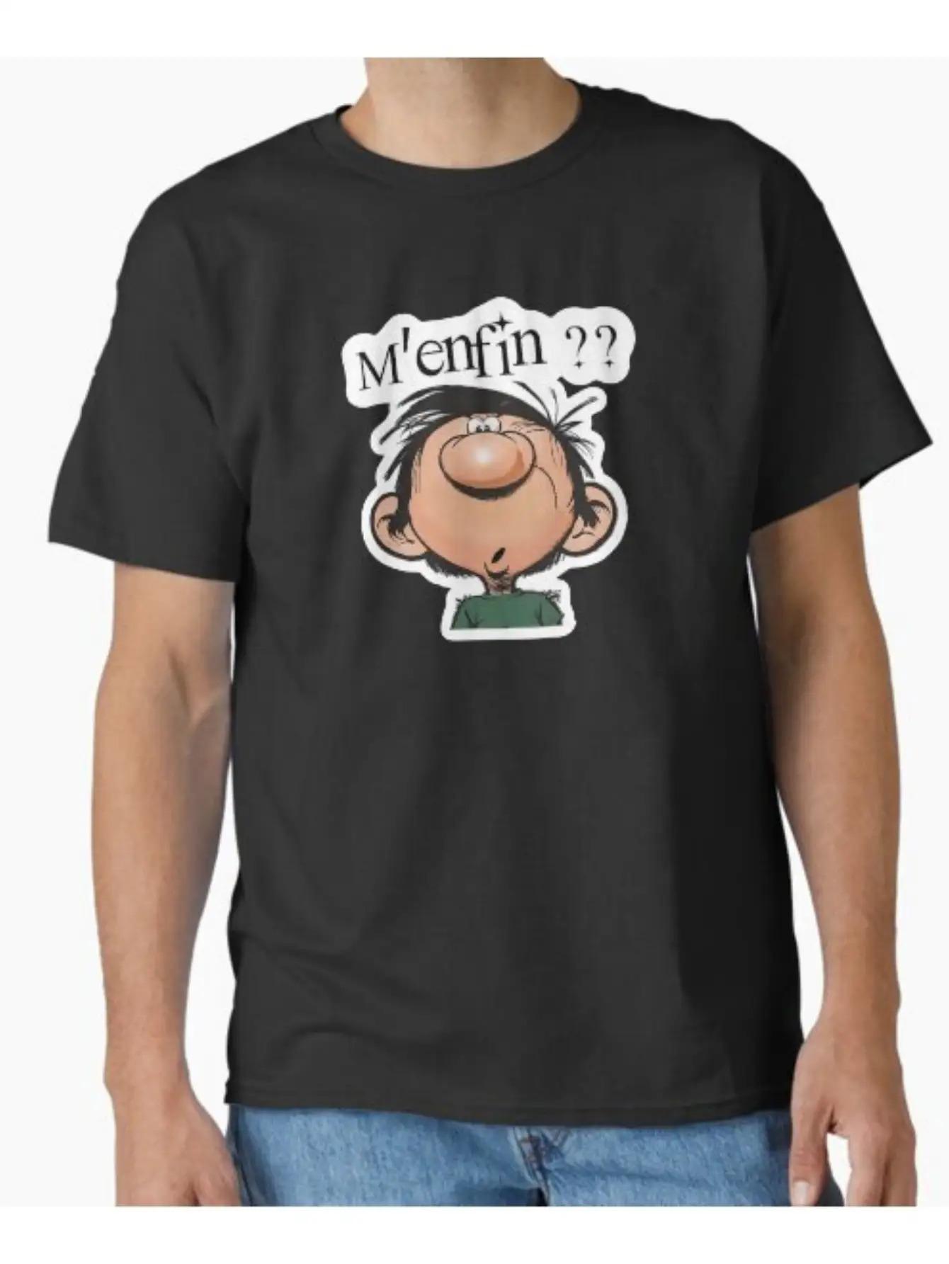 Gaston Lagaffe Mentfin? Funny Comic Graphic T-Shirt - Classic Men s & Unisex Short-Sleeve Cotton Tee L
