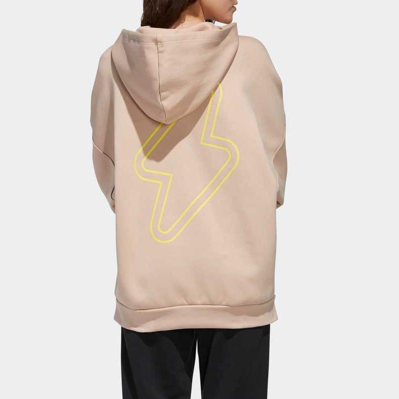 Adidas Neo Logo Print Loose Fit Hoodie Women Hoodies Pearl-Pink FU1053
