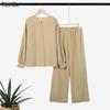 ZANZEA Women Long Sleeve Blouse and Pants Casual Two Piece Suit Sets