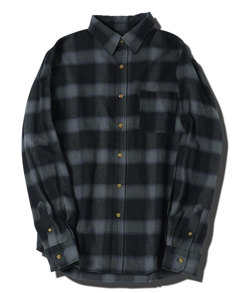 Shop Flannel Check Shirt XL Gray Ombre Patterned Long Slim Just the Right Size [JIGGYS SHOP] Jiggy's Men's Shirt, Sleeve, Fall/Spring Wear, 100%