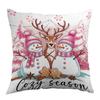 Christmas Pink Set Pillow Case Home Decoration Sofa Cushion Linen Nordic Snowman Elk Bedside Pillow Case