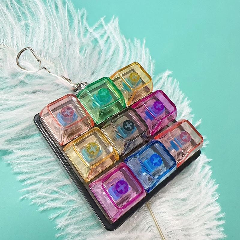 New DIY Keyboard Fidget Keychain Keys Button Relief Stress Clicker Toy 9Keys Finger Keyboard Cap Adult