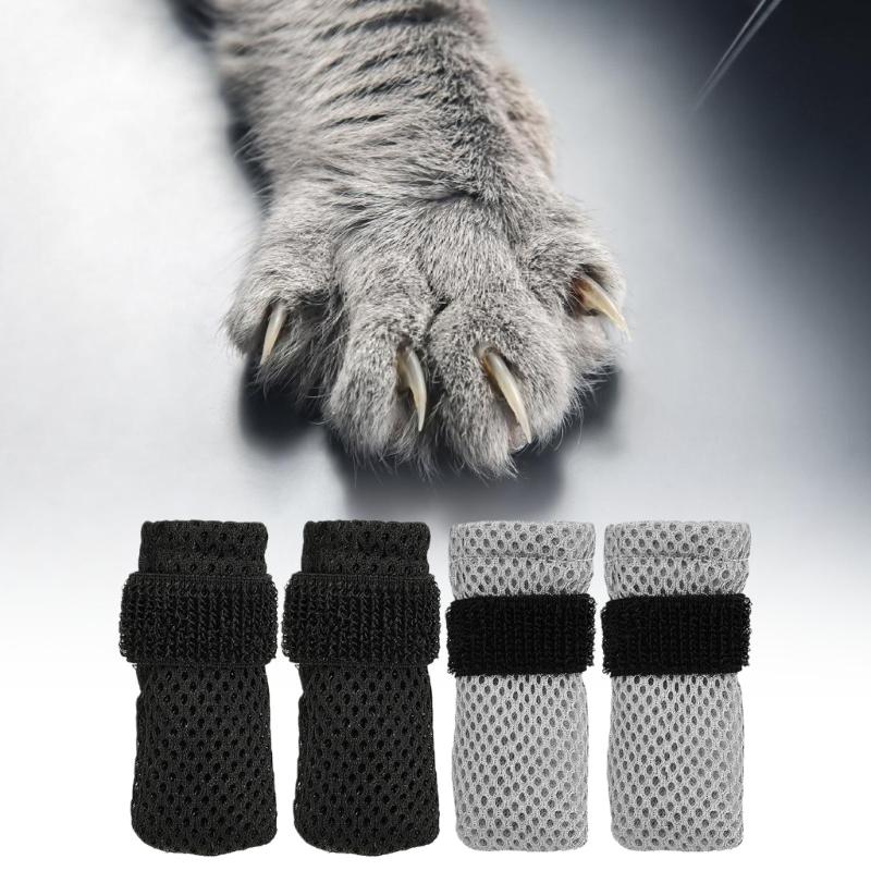 8PCS Soft Polyester Puss Footwear With Modifiable Belts Pet Nail Protectors For Easy Movement And Foot Care