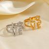 18K Gold Plated Love Letter Open Ring for Women Minimalist Stainless Steel Stacking Jewelry Dainty and Trendy Adjustable Ring