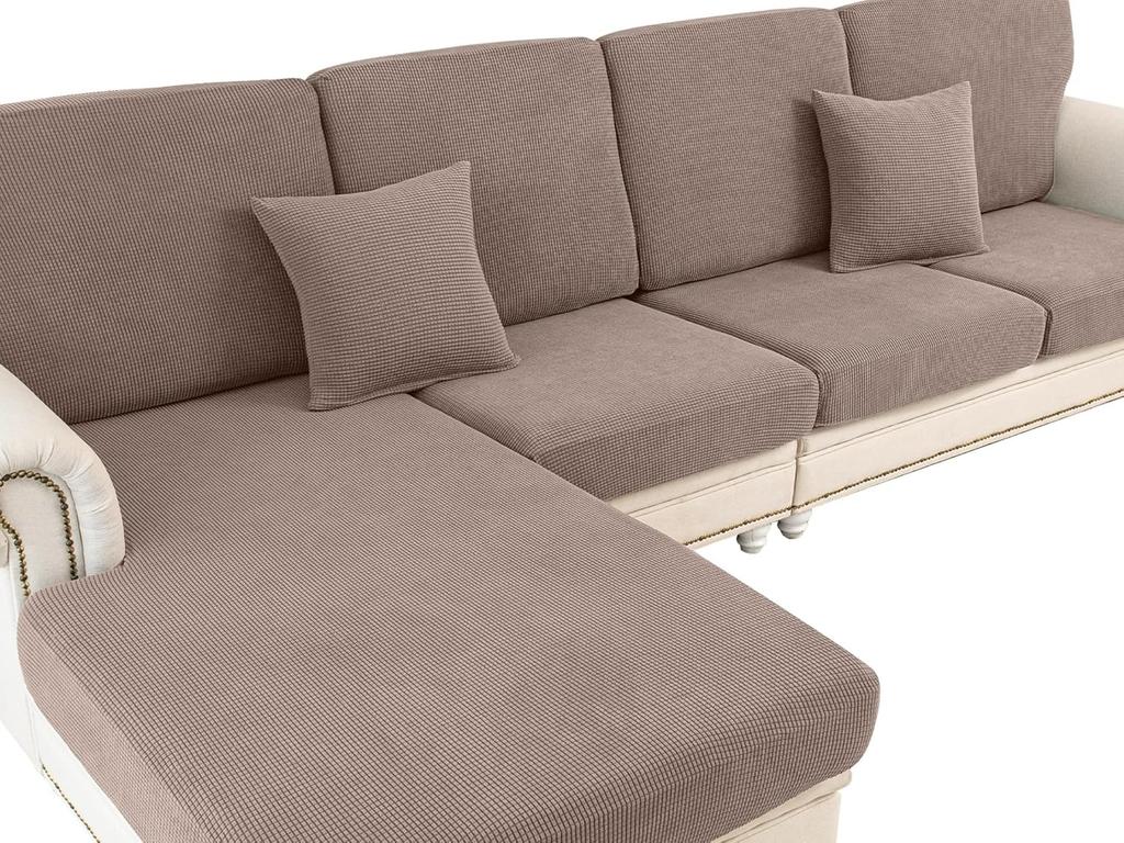 Thickened Cushion Cover Wave Pattern Jacquard Fabric Couch Seat Elastic Cover For Family Room L Form L Shape Couch Backrest Furniture Protector