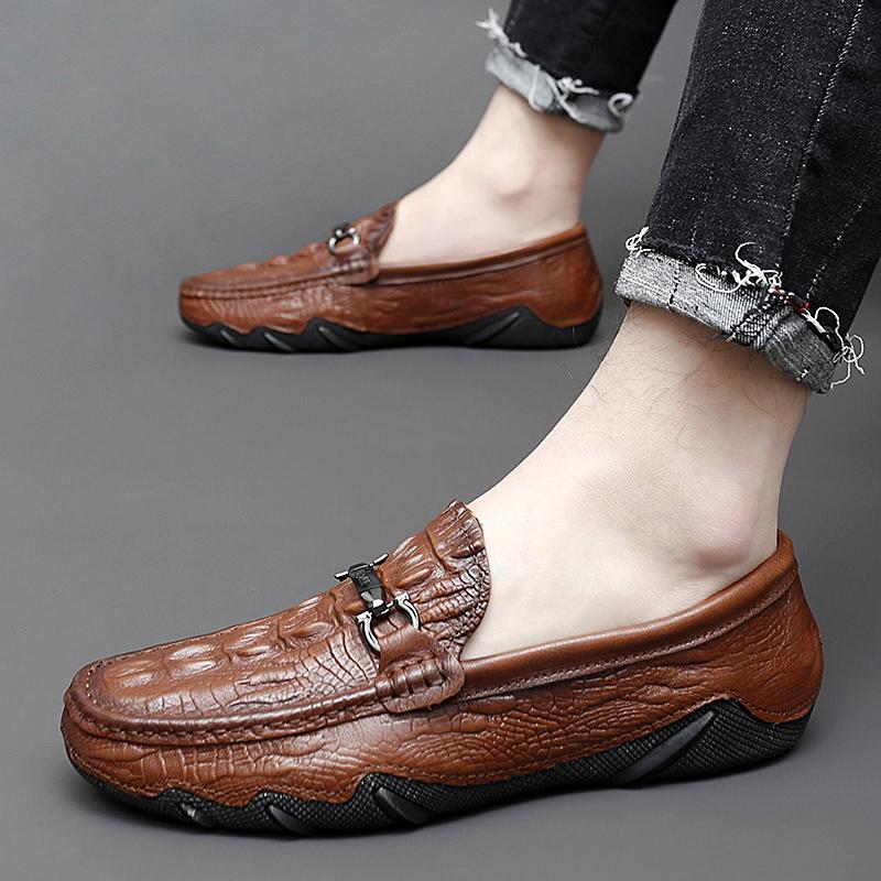 Pánské mokasíny z pravé kůže, ležérní formální obuv, pohodlné lehké boty na chůzi, luxusní ručně vyráběné pánské boty na řízení, mokasíny
