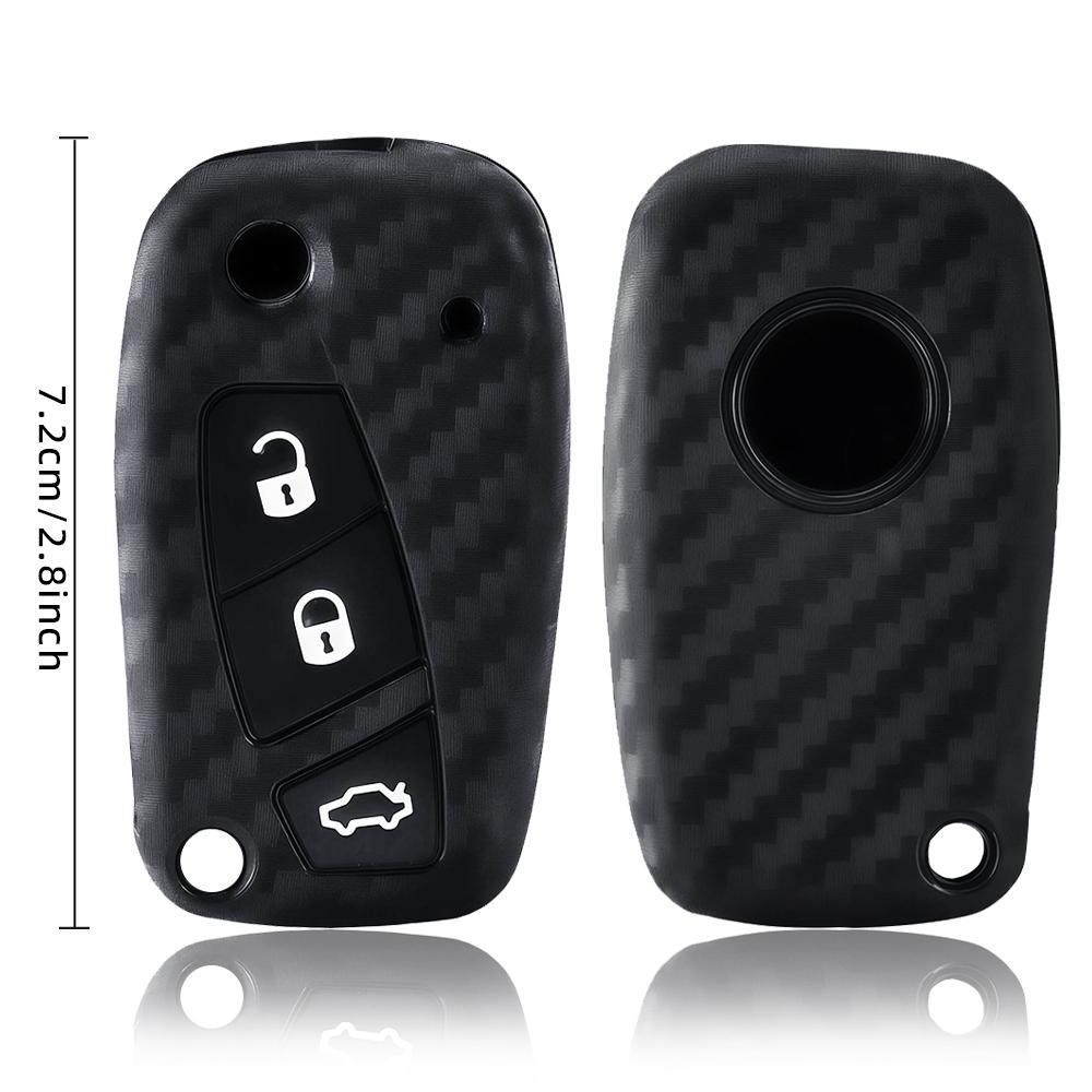 Kohlenstoff-Silikon Auto Schlüsselabdeckung Hülle Schale Für Fiat Stilo Grande Punto Bravo Linea Idea Panda 500 Halter Fernbedienung Schlüssel Zubehör