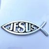 1PCS 14x4.5cm JESUS Fish Silver chrome Christian crafts ABS Car Sticker PEACE FAITH Emblem 3D Badge Decal Auto Accessories