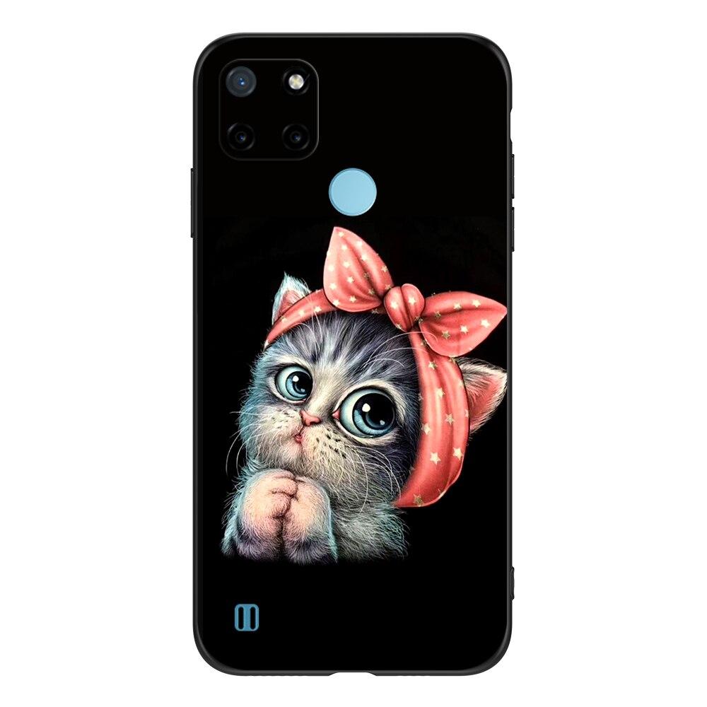 For Realme C21Y C25Y Case For OPPO Realme C21Y C25Y 4G Soft Case RMX3261 Coque 6.5inch Black Tpu Case Lion Wolf Tiger Dragon