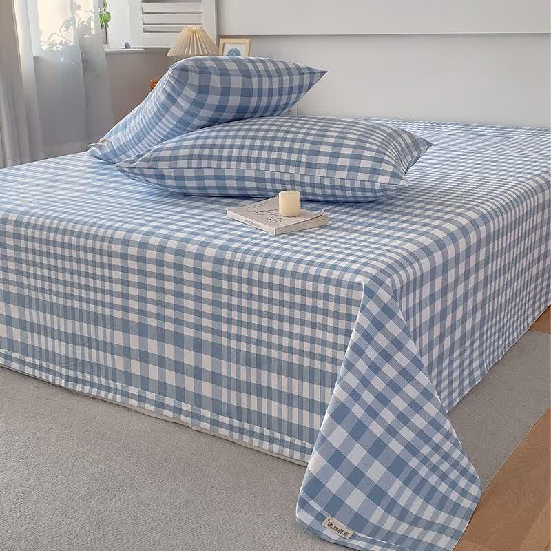 Wenlong 100% Cotton Thickened Bed Sheet and Pillowcase Set 230cm x 245cm