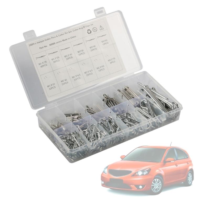 Cotter Pin Clip Retaining Hair Pins Including 5 Sizes Cotter Pins and 6 Sizes Hairpin Cotter Pin Assortment Kit