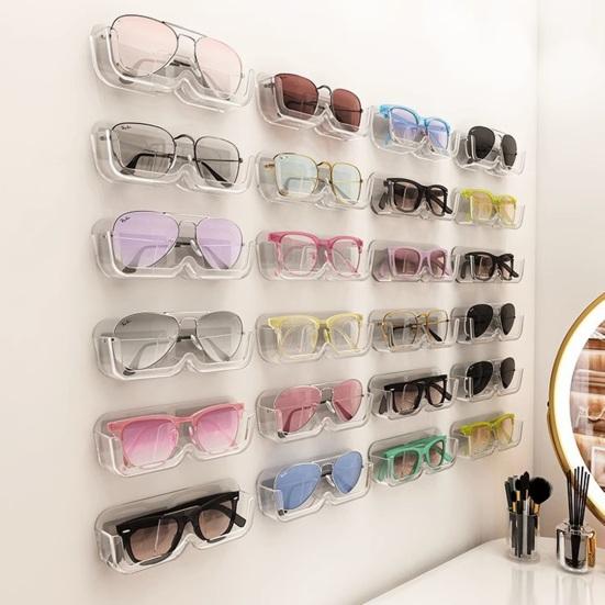 Glasses Storage Box Wall-Mounted No Drilling Design Space Saving Glasses Organizer for Myopia Glasses Sunglasses