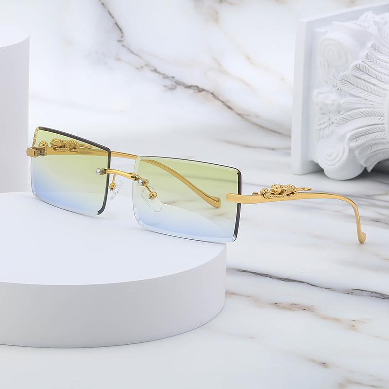 Frameless Sunglasses Women'S Square Leopard Sunglasses Men'S Trendy Glasses Shades