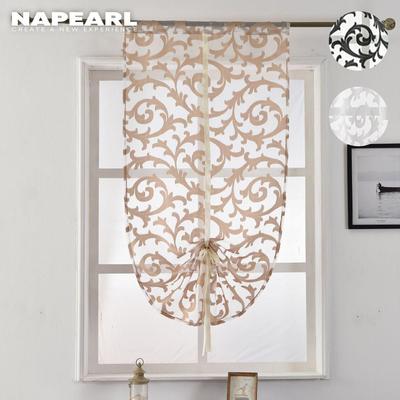 1 Peça Cortina de Tule com Jacquard Floral Estilo Europeu para Janela de Cozinha de Casa