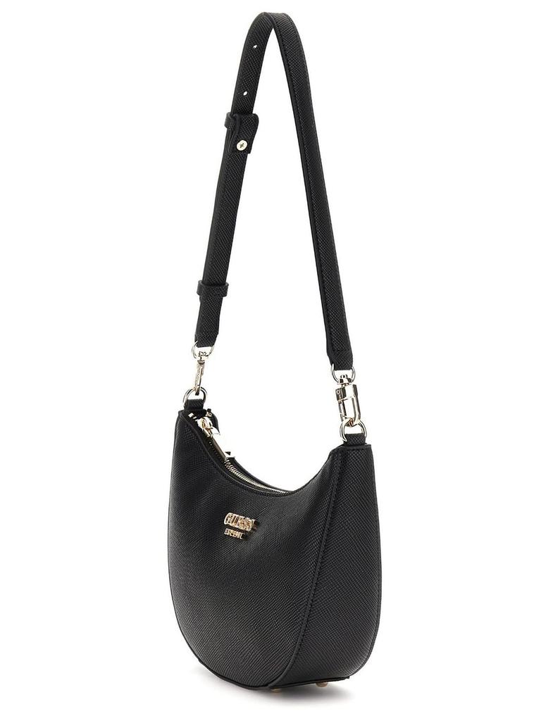 Guess Fedana Mini Top Zip Shredder Shoulder Black Bag, Women's,