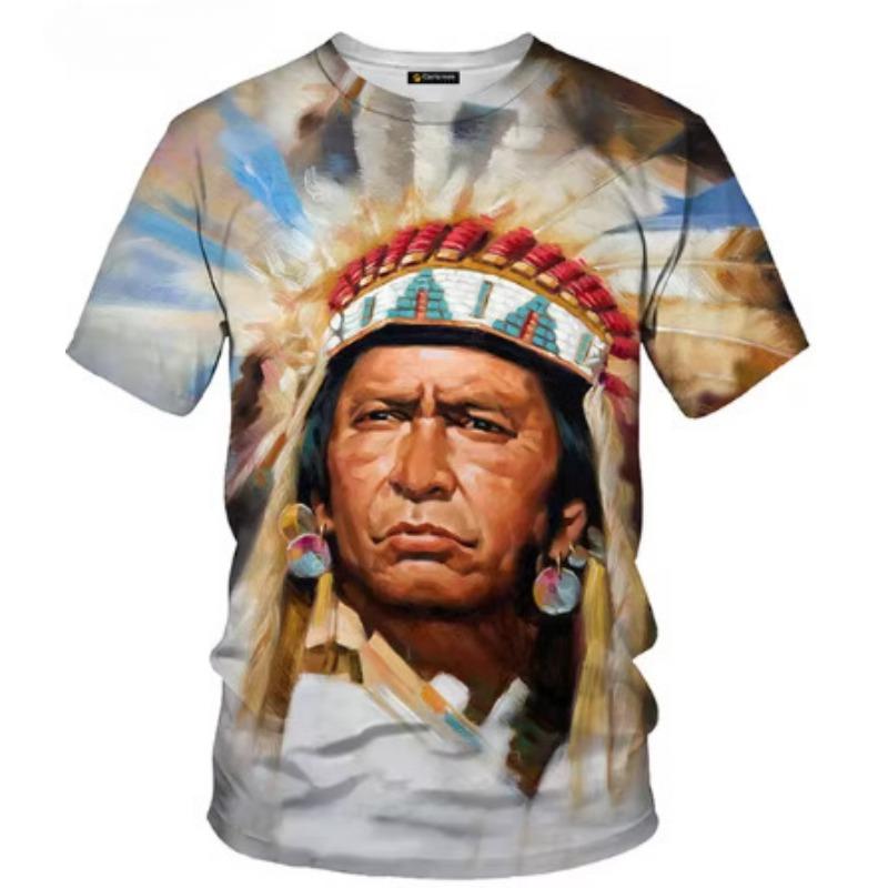 Indian 3D T-shirt Men's Casual O-neck Short Sleeve Indian Culture Printed Casual Summer Casa T-shirt