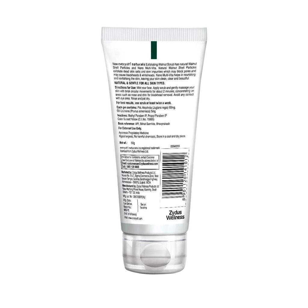 Everyuth Naturals Exfoliating Walnut Face Scrub 50g Gentle Deep Cleansing Natural Exfoliator for Smooth Glowing Skin