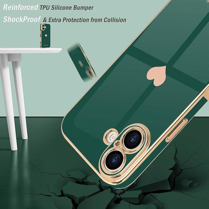 Coque de Protection - E.F.Connection - pour iPhone Air - TPU Motif Cœur Vert Nuit - 2 Verres Trempés
