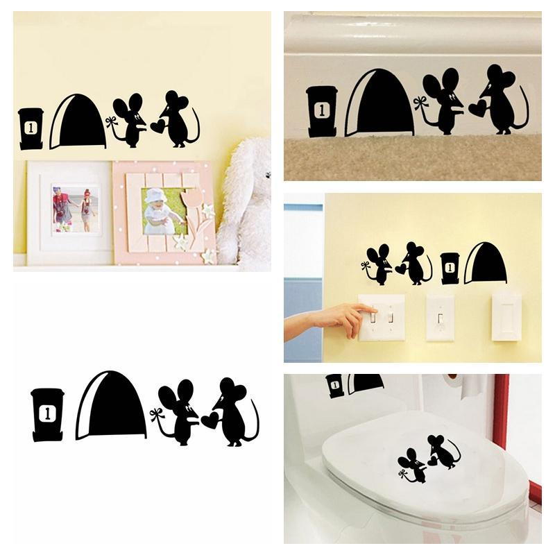 Cute Mouse Hole Vinyl Mural Wall Art Sticker Decals Kids Nursery Room Home Decor