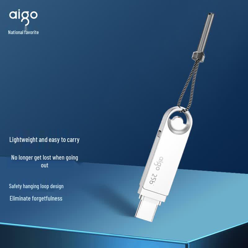 Aigo U322 64GB Silver Dual-Interface USB 3.2 Type-C Flash Drive