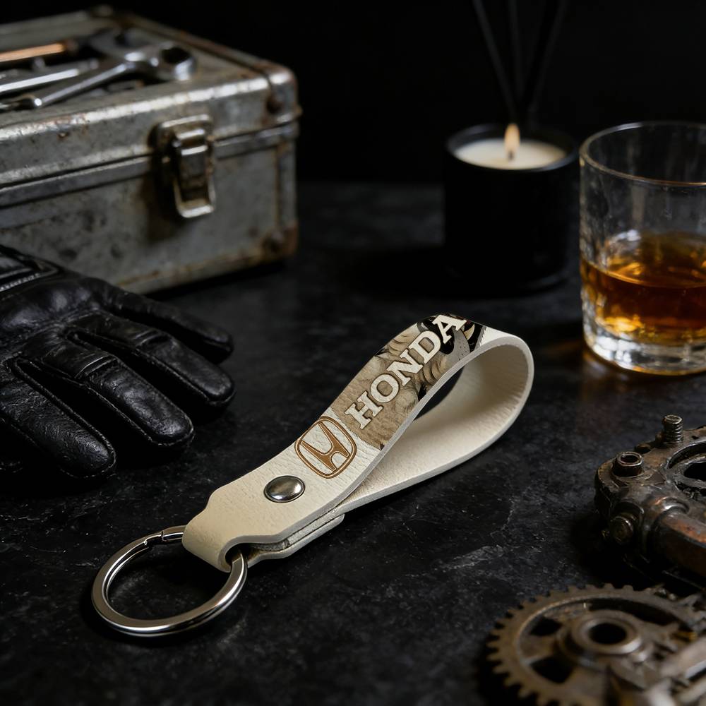 For Honda Soft PU Leather Motorcycle Keychain Lightweight Key Holder For Scooter Racing TV7