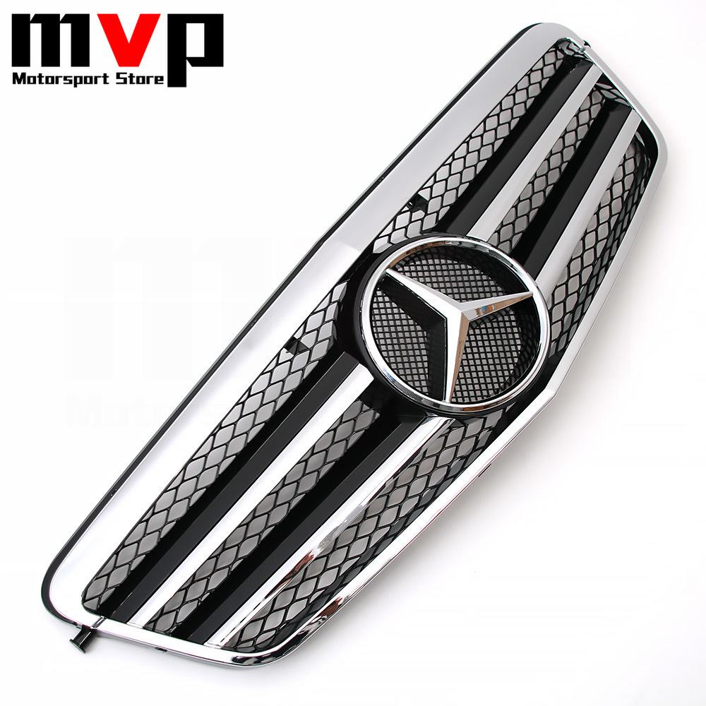 Chrome Black AMG Style Racing Grille With Emblem Logo Badge For Mercedes Benz E-Class W212 2009-13 E200 E250 E300 E350 E500 E550 uuu1