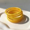 4Pcs/Set Personality Y2K Yellow Round Resin Cuff Bangles Women Vintage Exaggerated Stackable Bangle Wide Bracelet Accessories