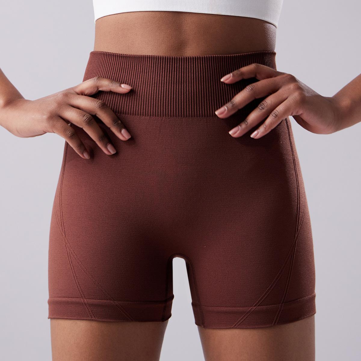 

Спортивные шорты Европейский и американский вязаный комплект для йоги фитнес йога спорт с высокой талией йога брюки шорты XL темно-коричневого