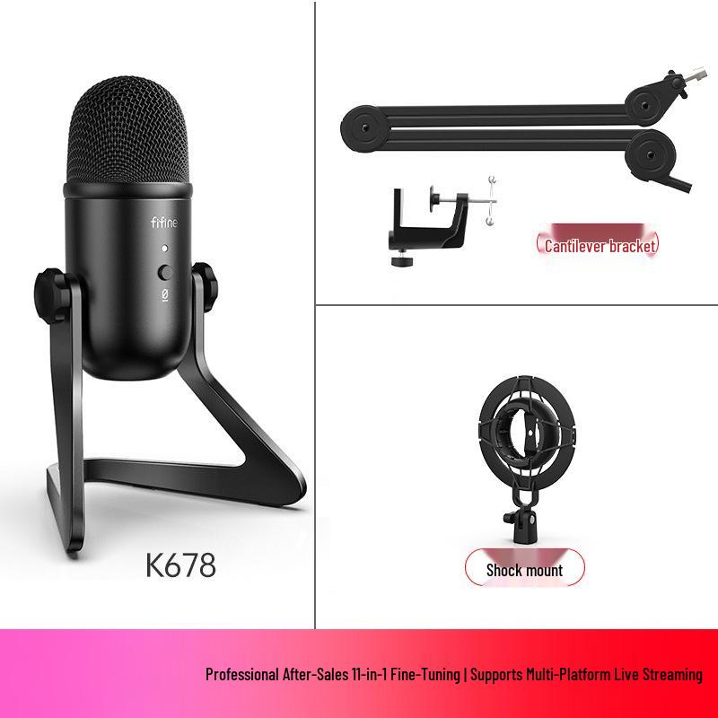 FIFINE K678 Professional Condenser Microphone for Desktop Streaming, Recording, and Gaming