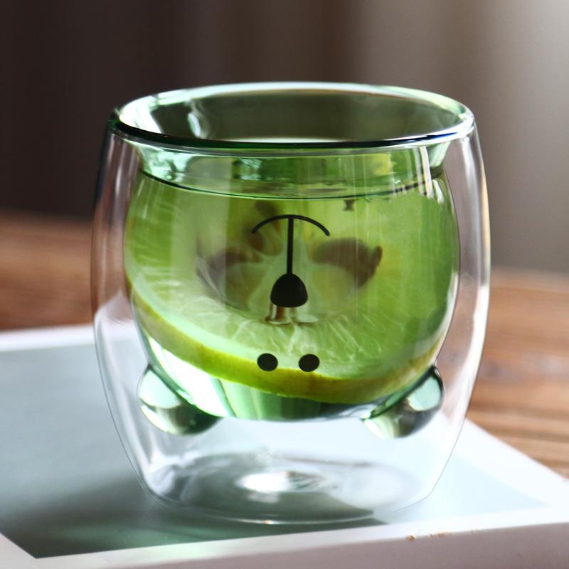 201-300ML Doppelwandige Glasbecher Kreative Niedliche Bär Kaffeetassen Milch Saft Tee Becher Tasse Valentinstag Kind Liebhaber Weihnachtsgeschenk