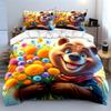 Colorful Bear-Themed Gift Set Exquisite Three-Piece Bedding Set Gift For Kids And Adults