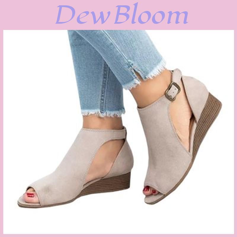 Elegante Damen Keilabsatz Sandalen Mit Zehenöffnung Und Schnallen-Knöchelriemen Für Lässigen Stil