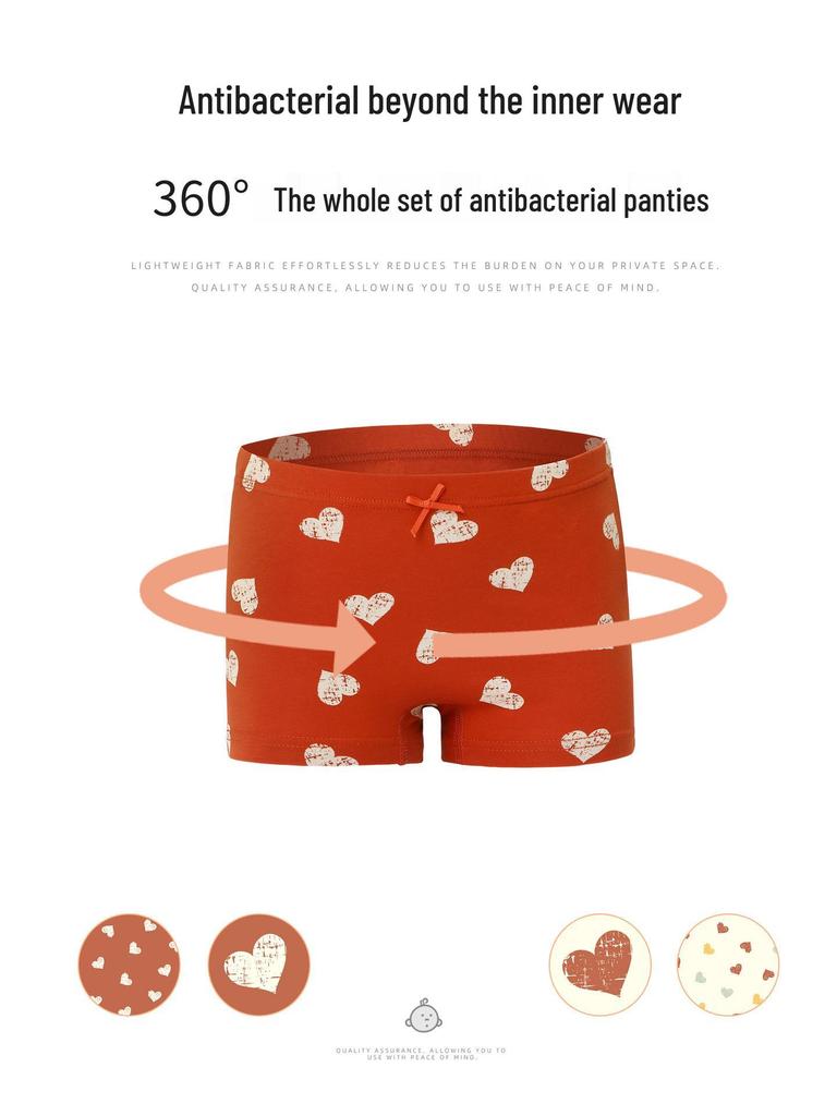 Pure Cotton Antibacterial Girls' Boxer Briefs - Class A, Autumn/Winter