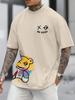 Mens 100 Cotton T Shirt with Bear Pattern Print Comfortable and Casual Suitable for Casual Outings and Holidays