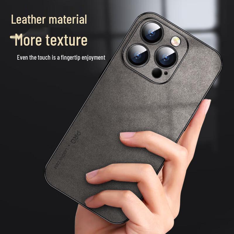 Premium Nubuck Leather Full Lens Protection Case for iPhone 14 Series