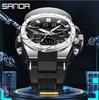 SANDA 3313 Brand Watch Men Sport Alarm Clock Waterproof Wristwatches Original Brand Men's Wristwatch Quartz Digital Watches