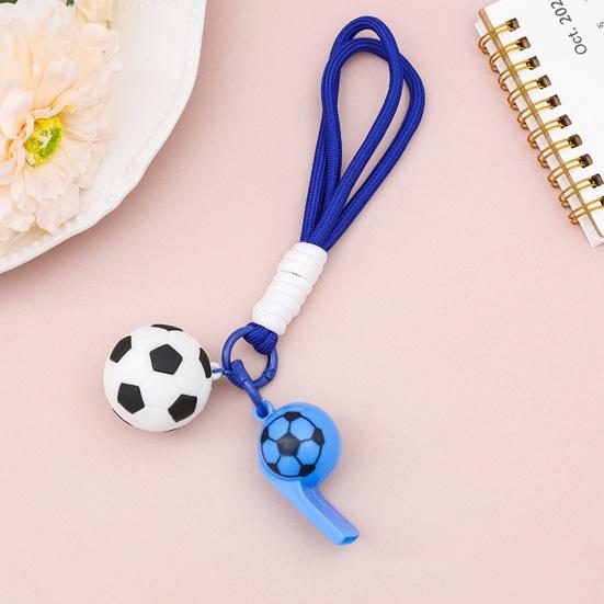 Football Keychain with Whistle Car Key Ring with Braided Strap Football Backpack Purse