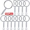 50 Stück Silberbeschichtete Metall Leere Schlüsselanhänger Schlüsselanhänger Sprengring Schlüsselanhänger Schlüsselhalter Ringe Damen Herren DIY Schlüsselanhänger Schlüssel Zubehör
