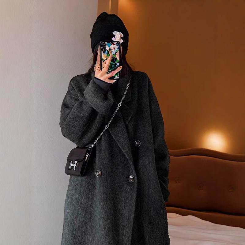 Melanoid Brown Korean Style Women s Mid-Length Double-Sided Wool Coat (2025) Medium