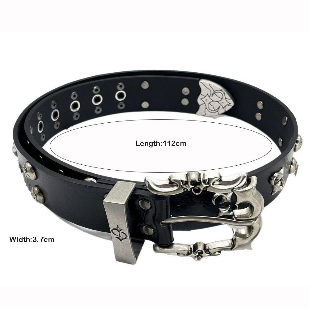 Y2K Gothic Belt Adjustable Rivet Waist Belt Versatile Punk Belt Unisex