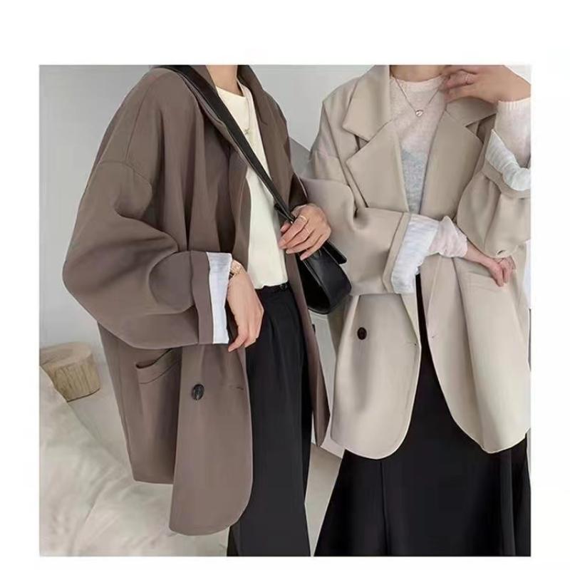 Autumn Blazers Women Minimalist Solid Outwear Loose Elegant Retro Official Fashion High Street Feminine Comfortable Suit Student