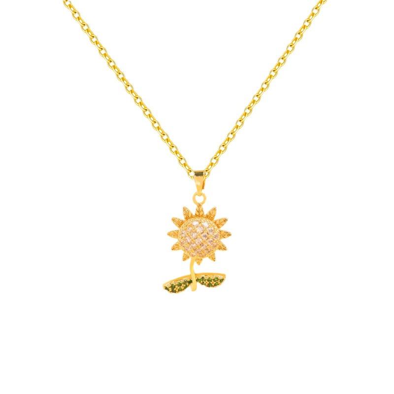 Fashionally Swirling Sunflower Necklace, Collar Chain, Versatile and High-end Accessory