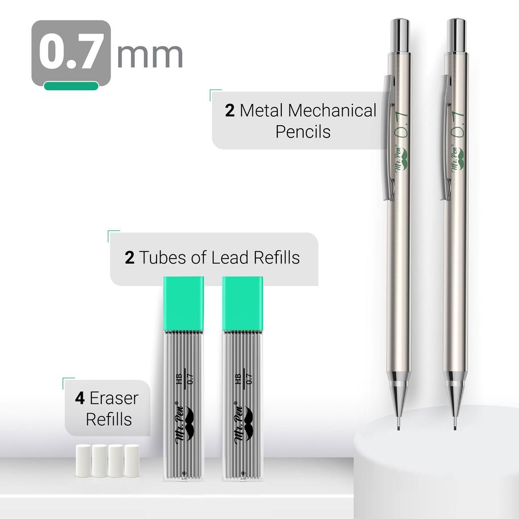 Pen Metal Mechanical Pencil Drafting Metal Mechanical Mechanical Metal Drawing Mechanical Pencil Christmas Gift Mr. 0.7mm 2-Pack - Pencil, Pencil,