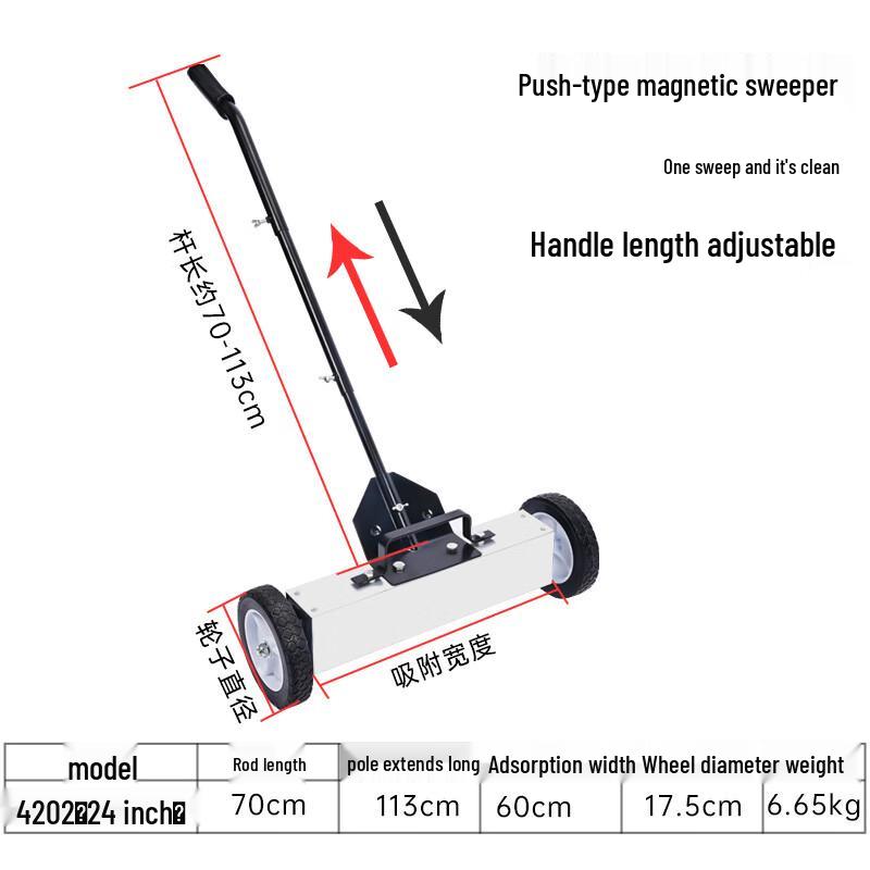 Industrial Hand-Push Magnetic Sweeper