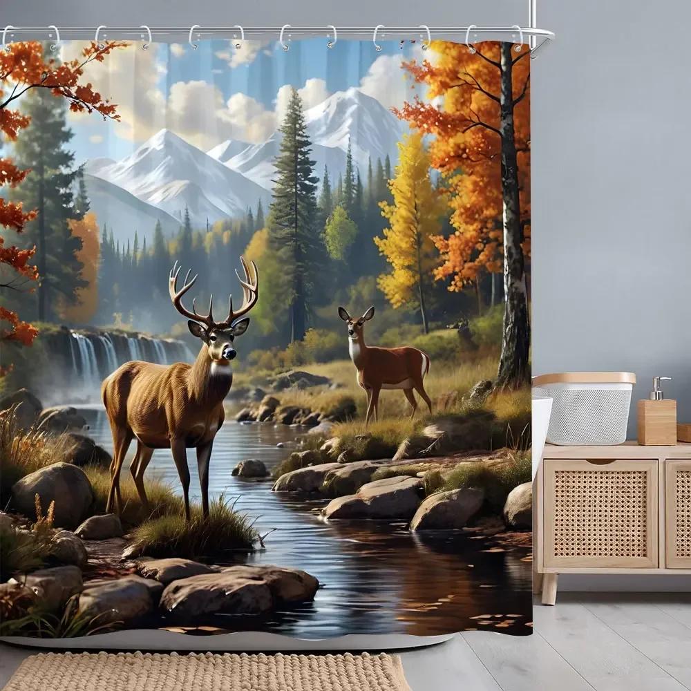Versatile Pattern Bathtub Curtain With Hooks Waterproof Easy Clean Quick Hang For Home Hotel Bathroom Use