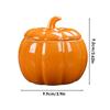 Ceramic Pumpkin Jar Simulated Pumpkin Shaped Storage Jar with Lid Candy Jar Halloween Airtight Treat Food Container Decoration