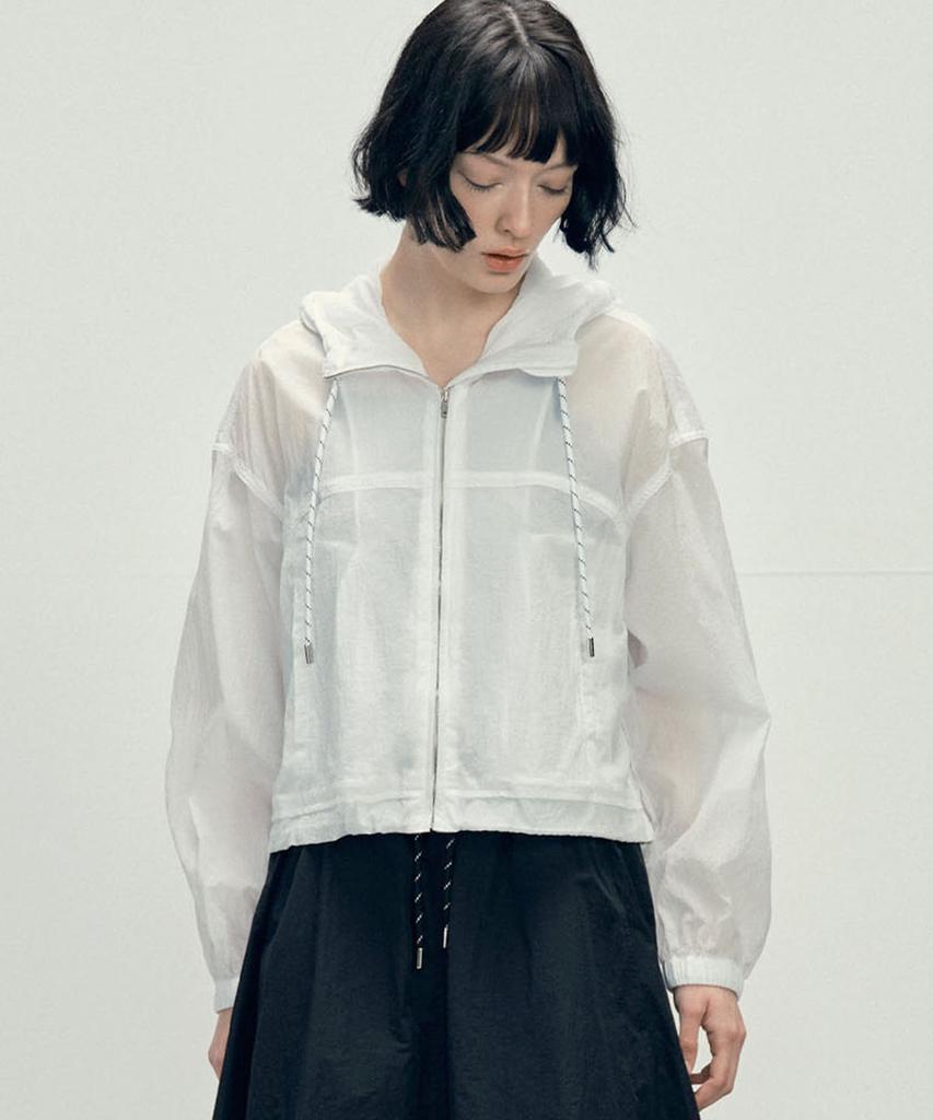 Maloupe 6316 Crop Hooded Lightweight Jumper (White)