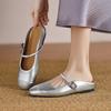 Fashion Shoes Low Woman's Slippers Slides Square Toe 2025 Soft Cover Hoof Heels Rome Fabric Casual Rubber PU Leisure Shoes Woman 2025 Lo