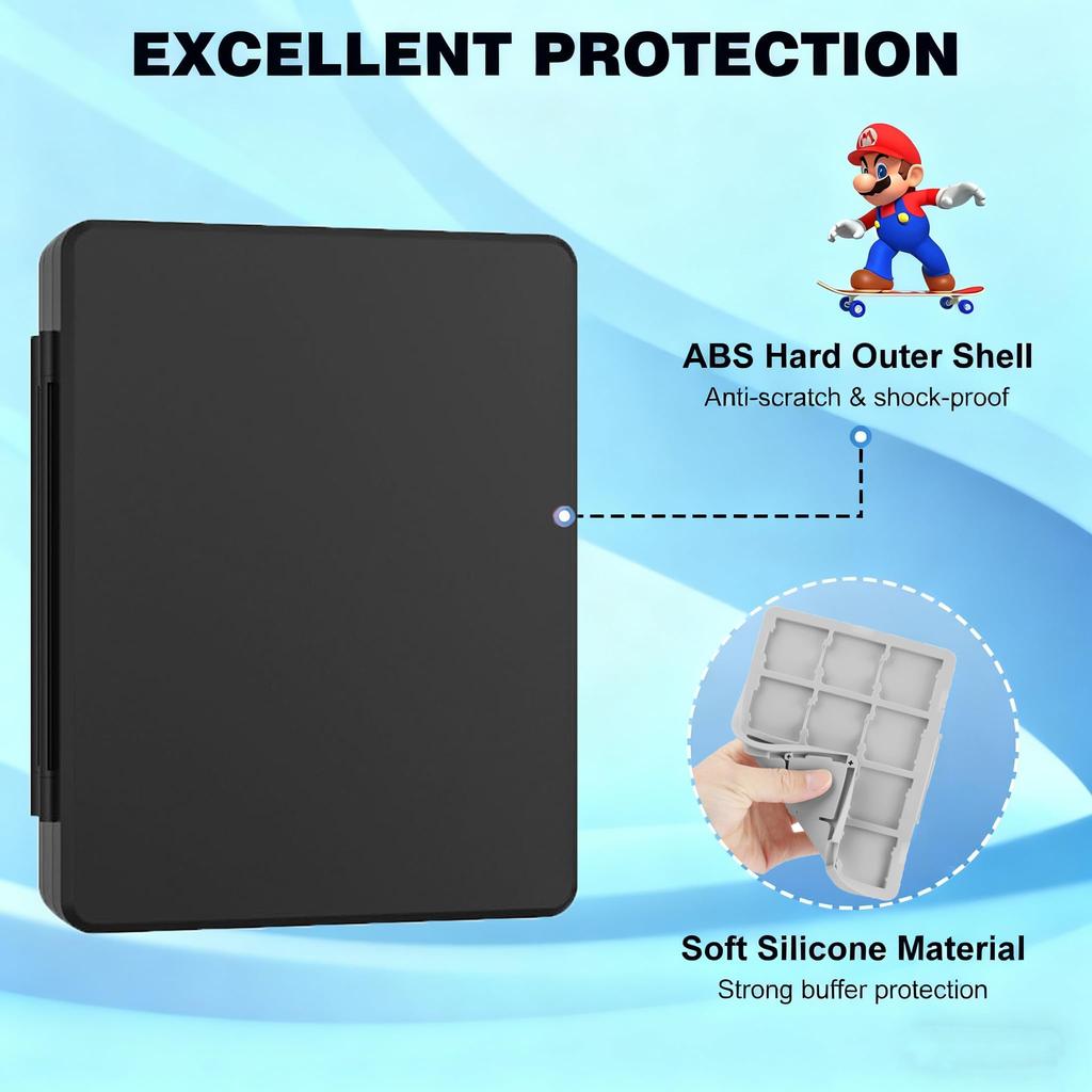 MOXCAHER 3DS Soft Case for Holds Organizes and Protects Against Easy to Carry Holds 48 3DS/DS/2DS, 24/48 Games, Dust, (Blue, Games)