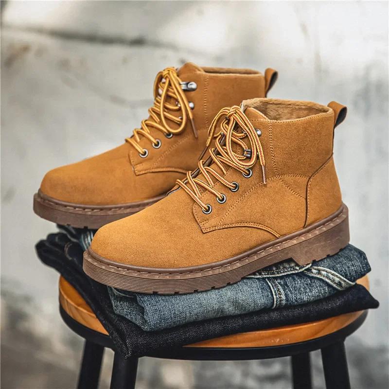 Camel Hot Style Men's Biker Shoes Casual Retro Tooling Shoe for Men Classic Low Top Non-slip Trendy All-match Men Ankle Boots